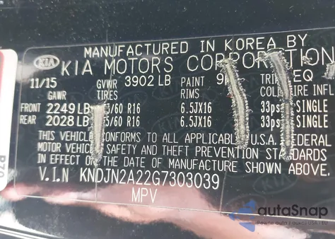 2016 Kia Soul z USA, uszkodzony, nr VIN KNDJN2A22G7303039